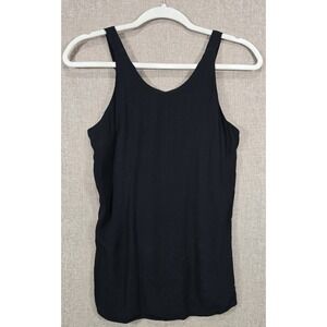 Zara Basic Womens Black Viscose Tank Top Gold Ring Detail Size XS Sleeveless